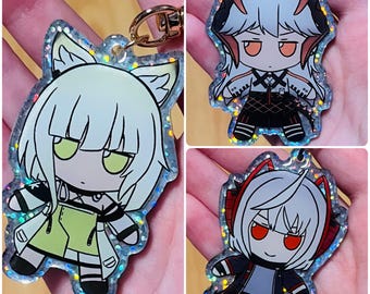 Arknights Fumo Plush Holographic Glitter Acrylic Charms - Saria, Kal’tsit, Dobermann, W