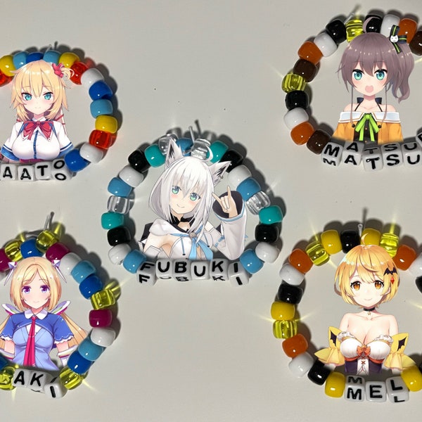 Hololive JP 1st Gen Beaded Kandi Bracelets - Akai Haato, Shirakami Fubuki, Yozora Mel, Natsuiro Matsuri, Rosenthal Aki