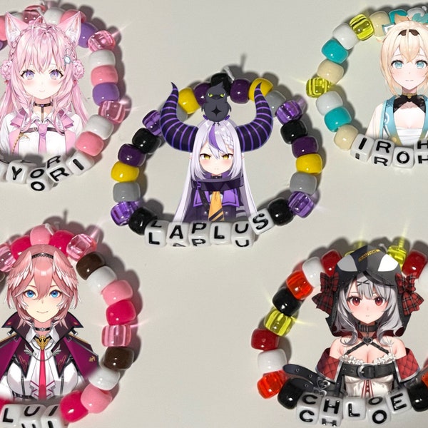 Hololive JP 6th Gen Beaded Kandi Bracelets - Laplus / La+ Darkness, Takane Lui, Hakui Koyori, Sakamata Chloe, Kazama Iroha