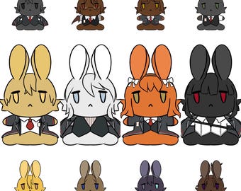 Limbus Company 2” Bunny Clear Stickers & Holographic Acrylic Charms