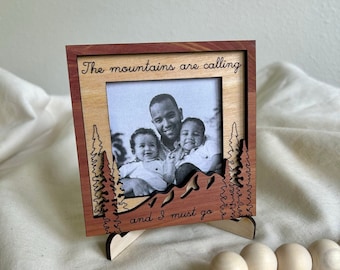 Mountain Outdoors Themed Small Wooden Photo Frame | Father's Day Gift