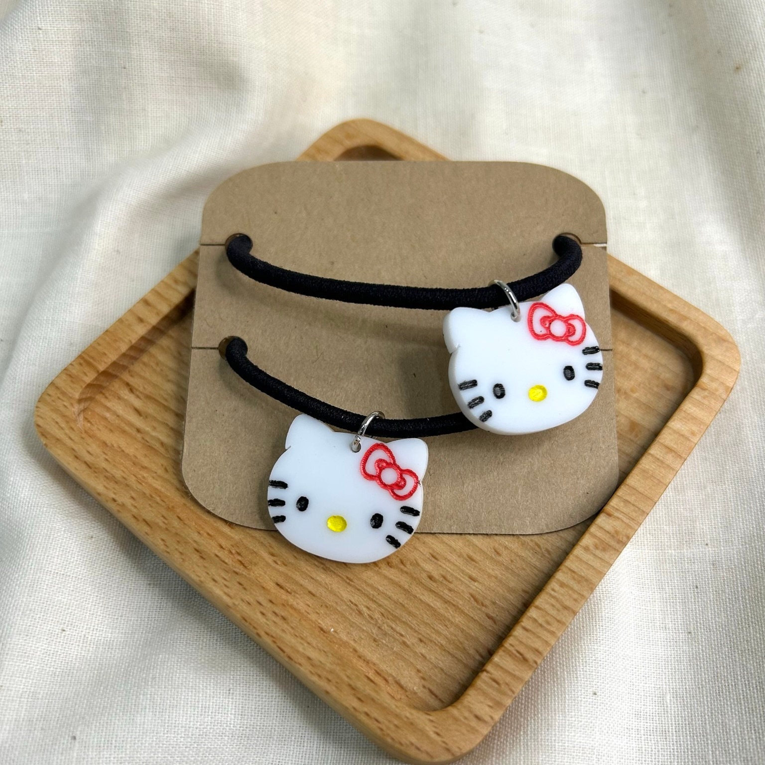 HELLO KITTY HAIR TIES ASSORTED COLORS IMPRINTED & KEYRING SUPER CUTE!!