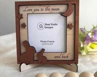 Mama and Baby Bunny Wood Picture Frame | Love You to the Moon Nursery Decor
