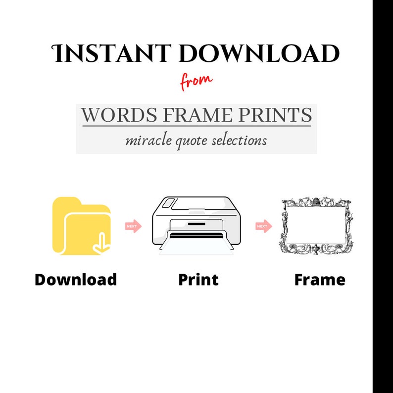 Bismillah. Hello, Listener. This photo is a guide on 3 easy steps on how to use this product, namely DOWNLOAD, PRINT, FRAME, and this 'Print Frame Word' product is ready for you to apply. Alhamdulillah