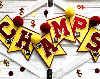 KANSAS CITY Football Red and Yellow Banner\Football Party Banner\KC Football Banner\Yellow & Red Banner\Champion Banner