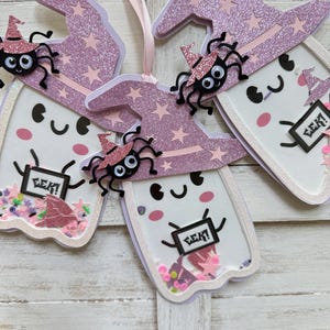 Friendly HALLOWEEN GHOST Boo Shaker Tags/Set of 3 BOO Shaker Tags/Handcrafted Halloween Boo Gift Basket Shaker Tags