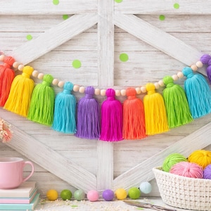 Bright Rainbow Tassel Garland-Classroom Decor-Playroom And Birthday Party Decorations