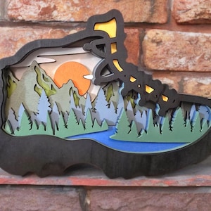 Hiking Boot layered wooden sign