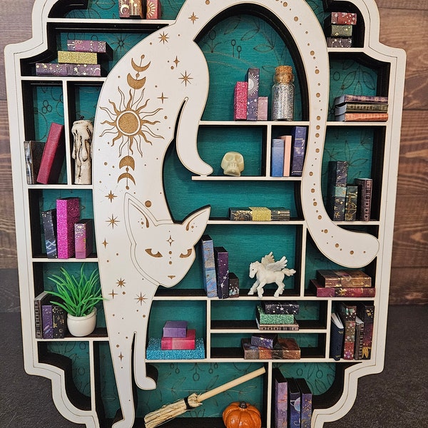 White Cat Miniature Bookshelf