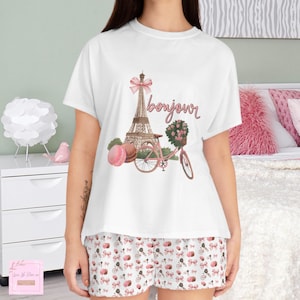 Paris Pajama set France Paris Travel Gift Europe Trip Paris Lover Gifts Eiffel Tower Pjs Parisian French Coquette