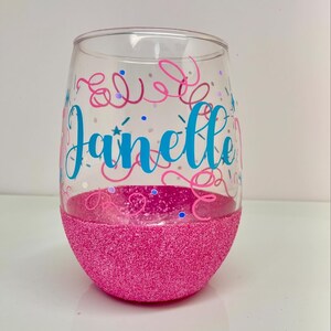 Happy Birthday Wine Glass, Birthday Glass, Glittered Wine Glass, Confetti Wine Glass, Birthday Gift, Personalized Wine Glass, Gift For Her