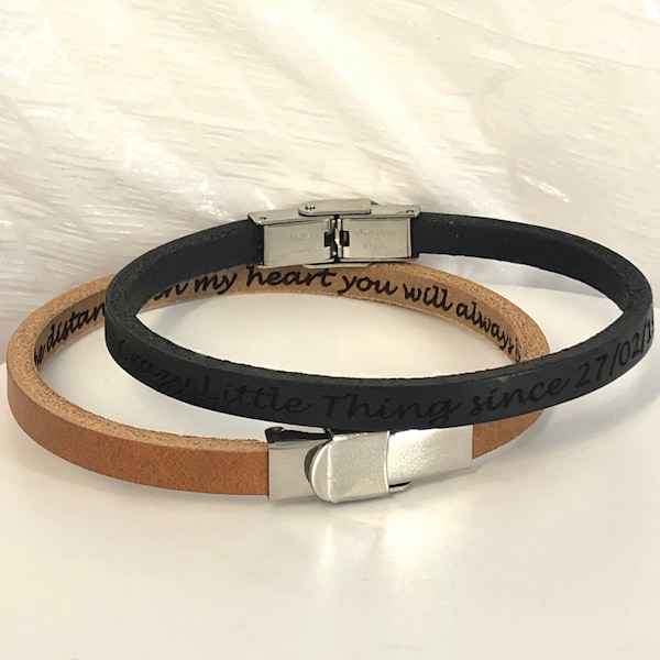 Personalized Thin Leather Bracelets Custom Leather Bracelets Engraved Leather Bracelets Unisex Gifts Couple Bracelets Thin leather Bracelet