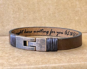 Personalized Bracelet for Men Engraved Boyfriend Gift Husband Valentine&#39;s Day Secret Message Leather Bracelet Birthday Custom Men&#39;s Jewelry