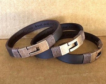 Bracelet for Men Personalize Bracelet, Secret Message Brown leather Bracelet, Custom Men Leather Bracelet For Him Leather Gift For Boyfriend