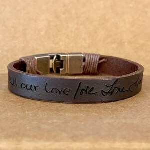 Signature Bracelet Actual Handwriting Leather Bracelet For Men & Women Sentimental Gift From Dad To Son Personalize Bracelet From Mom To Son