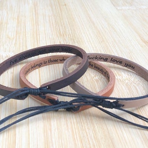 Adjustable Personalized Leather Bracelet,Unisex Custom Bracelet,Bracelets for Women Personalized,Couples Bracelet,Leather Personalized Gift