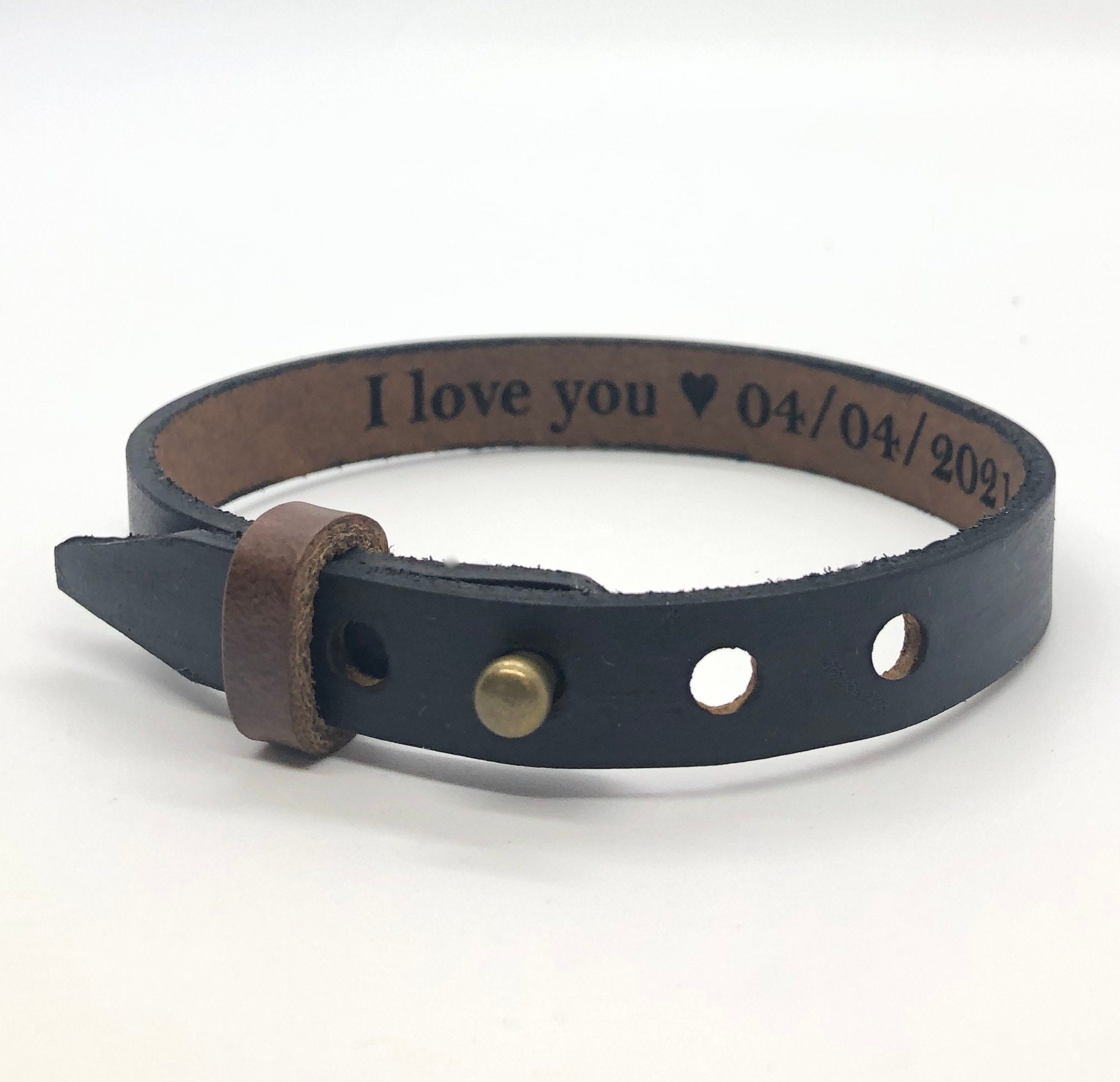 Adjustable Leather Bracelet Personalized Mens Leather Bracelet Etsy