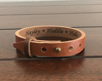 Personalized Leather Bracelet: Engraved Secret Message, Husband Gift