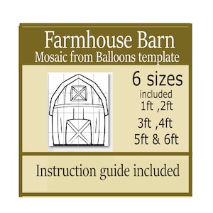 Mosaico de celeiro a partir de modelo de balões, decoração de balões de fazenda, animais de fazenda, festa de fazenda, casamento, balões de chuveiro