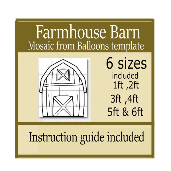 Barn mosaic from balloons template , farmhouse balloons decor , farm animals , farm party , wedding , shower balloons