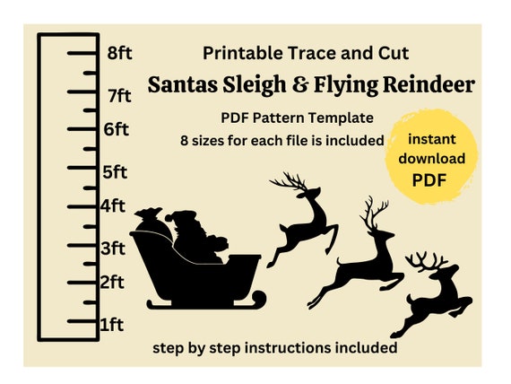Santa Sleigh And Reindeer Template