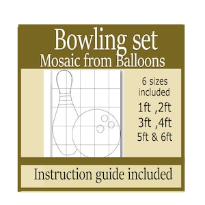 Bowling-Turnier-Mosaik-Ballons Vorlage, Bowling-Party, Bowlingkugel-Bowling-Pins, Gastgeschenke, Dekor