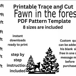 Life size template, Fawn in the woods , pdf woodworking pattern plans, digital stencil , winter lawn decoration, outdoor christmas cutout