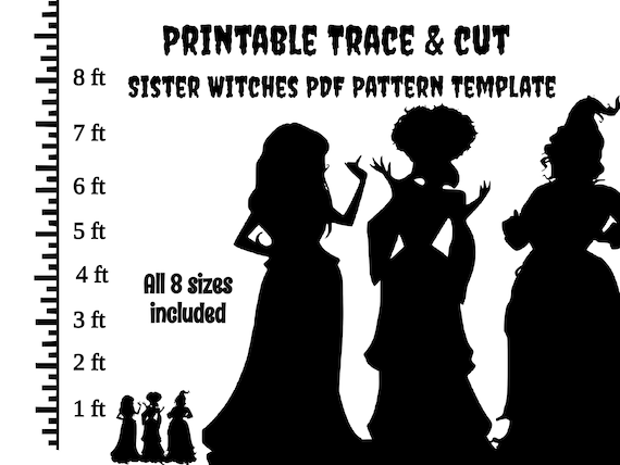 1ft 8ft Witches PDF Template printable Trace and Cut - Etsy