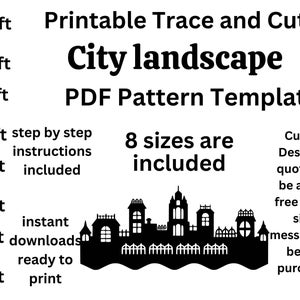 5ft 6ft 7ft 8ft Weihnachten Stadt Landschaft Silhouette PDF-Vorlage, druckbare Spur und Schnitt,, große digitale Schablonen. Weihnachtswiese
