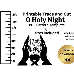1ft- 2m Krippe Stil 4, Holzbearbeitung PDF-Vorlage, druckbare Spur und Schnitt, Weihnachts-Silhouette-Vorlage, Schablonen. Rasendekor