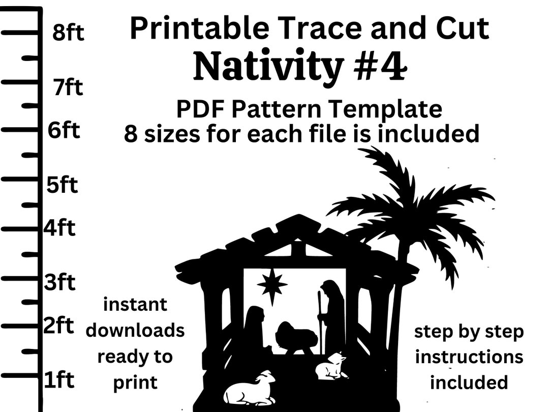 1ft to 8ft Nativity Scene Pattern PDF Template ,printable Trace and Cut