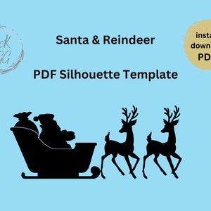 Benutzerdefinierte 2,40 m breite Weihnachtsmann-Schlitten und Rentier-Vorlage Weihnachts-Silhouette, PDF Printable Trace and Cut, Schablonen. Weihnachtliche Rasendekoration