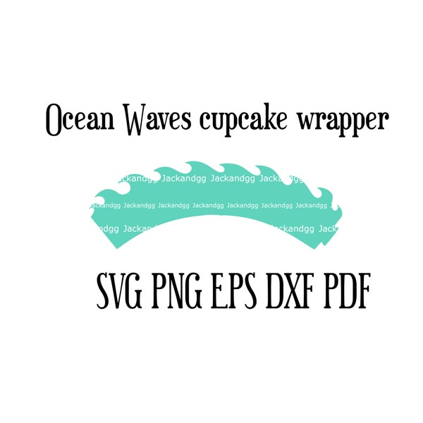 Beach wave cupcake wrapper svg eps dxf png pdf file, ocean theme party ,hawaiian luau , Water waves , pool party cupcakes , waterslide party