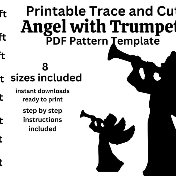 1ft- 8ft Angel blowing trumpet PDF template ,Printable trace and Cut, Christmas sign Template, Stencils. Christmas lawn decorations