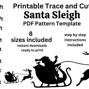 1ft - 8ft Weihnachtsmannschlitten Bundle PDF-Vorlage, druckbare Spur und Schnitt, Weihnachtszeichen-Vorlage, Schablonen. Weihnachtliche Rasendekoration