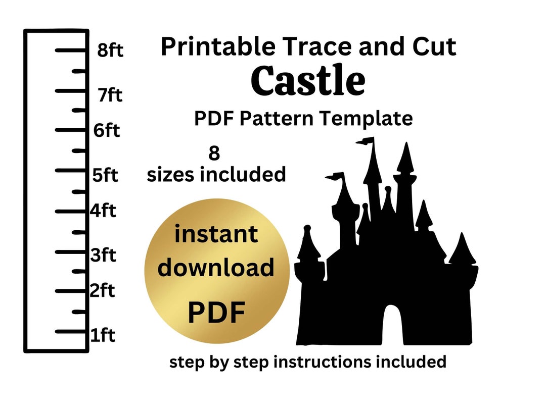 life-size-1ft-8ft-princess-castle-silhouette-pdf-pattern-template-party-prop-arch-wall-template-outdoor-decor-frozen-castle-christmas-etsy
