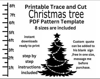 1ft- 8ft Christmas tree template PDF template ,Printable trace and Cut, Christmas sign Template, Stencils. Christmas lawn decorations