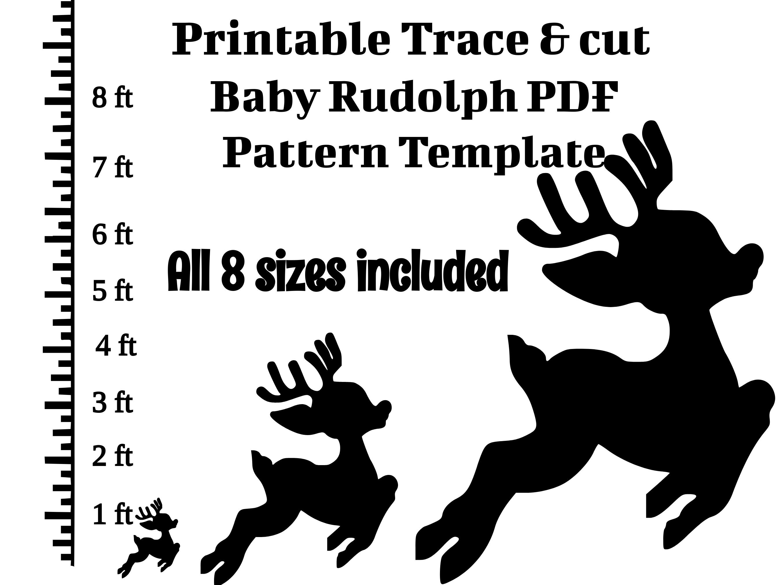 Baby Rudolph Reindeer , 1ft to 8ft Pdf Woodworking Pattern , Printable ...