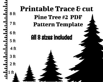 5ft 6ft 7ft 8ft Christmas tree PDF template ,Printable trace and Cut, pine tree Template, large digital Stencils. Christmas lawn decorations
