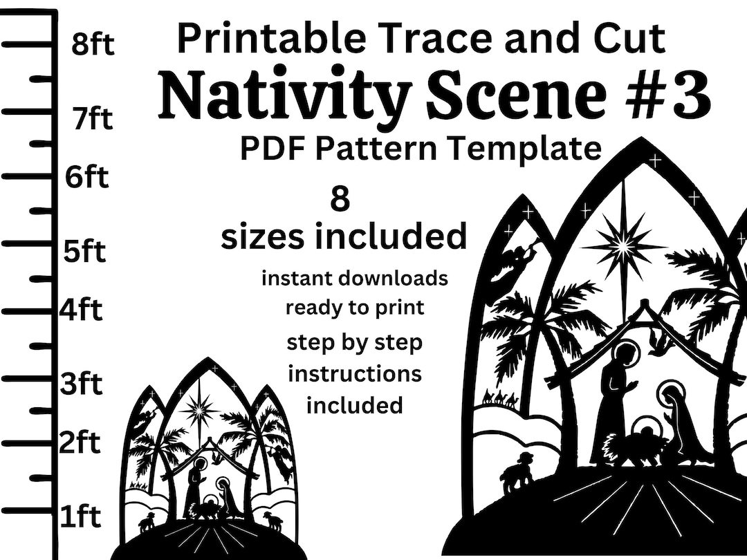 1ft-8ft Nativity Scene Silhouette PDF Template ,printable Trace and Cut ...