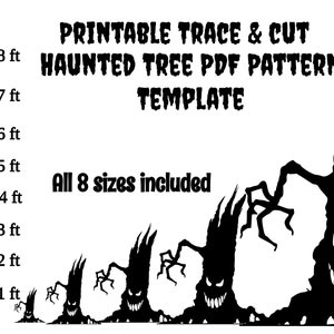 1ft - 8ft Spooky tree PDF template ,Printable trace and Cut Halloween Silhouette Decor Templates / Stencils. Halloween lawn decorations