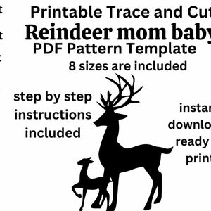 1ft- 8ft reindeer woodworking PDF template ,Printable trace and Cut, Christmas sign Template, Stencils. Christmas lawn decorations