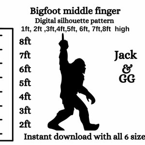 Bigfoot flipping the bird template, printable pdf pattern, middle finger 1ft to 8ft bundle, mosaic from balloons frame