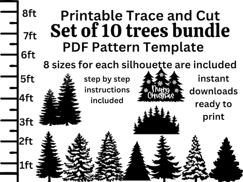 Life Size Tree Template Bundle Yard Art Size 1ft 8ft Pine Etsy