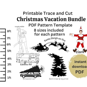 Accessoires de fête de vacances de Noël grandeur nature de 1 à 8 pi Modèle de pochoir Silhouette Décoration de Noël Téléchargement numérique, découpe imprimable PDF