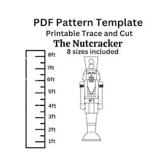 1ft to 8ft The Nutcracker Silhouette Stencil Template 3ft, 4ft, 5ft, 6ft 7ft,8ft Christmas Décor Digital Download, Printable cutout PDF