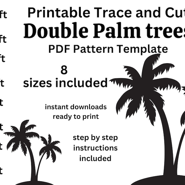 1ft 3ft 4ft 5ft 6ft 8ft Palm tree PDF template ,Printable trace and Cut, Christmas sign Template, Stencils. Christmas lawn decorations