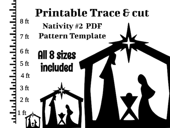 3ft 4ft 5ft 6ft 7ft 8ft Nativity Scene PDF Template printable - Etsy