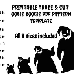 Plantilla PDF de monstruo de 1 a 8 pies, plantillas imprimibles de trazo y corte de decoraciones de silueta de Halloween, plantilla. Decoración de césped de Halloween