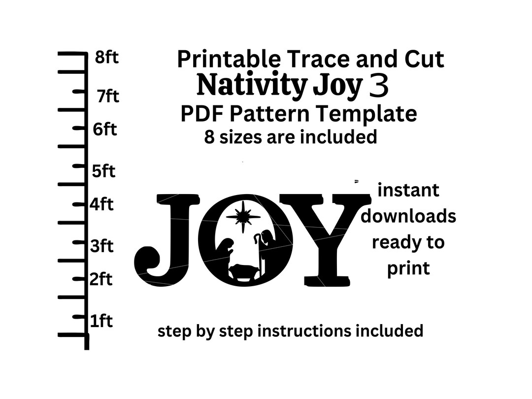 Life Size Nativity Scene JOY Template Style 3, Christmas Silhouette, PDF Printable Trace and Cut, , Stencils. Christmas Lawn Decorations - Etsy